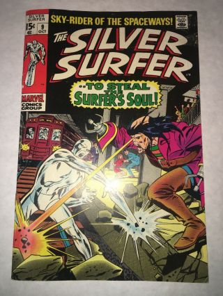 Silver Surfer 9 Fn/vf 7.  0 4th Appearance Mephisto Ow/w Pg Stan Lee John Buscema