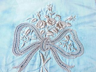 Antique/victorian Hand - Embroidered Silk Floral Panel/tiny Bead Detail