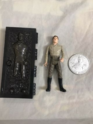 Vintage Star Wars Potf Han Solo In Carbonite W/coin 1985 Kenner