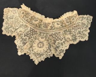 Antique Victorian Edwardian Lace Collar Stunning Finely Embroidered