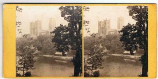 Stereoview By G W Wilson - No 379 Durham Cathedral - From The River