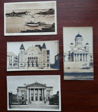 4 Vintage Postcards - Helsingfors Now Helsinki - National Theatre/port/church