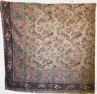 19th Century French Provencal Cotton Floral Fabric With Borders (3236)
