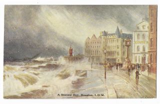 Isle Of Man Douglas A Stormy Day Vintage Postcard 6.  9