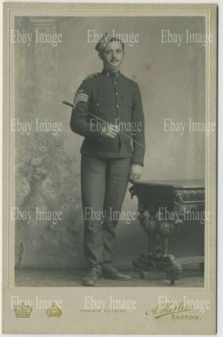 Antique Cabinet Photograph A 19th Royal Hussars Sergeant Standing In Uniform L3
