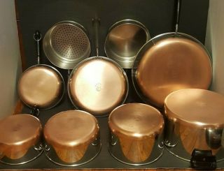 16 Pc Vtg Revere Ware Copper 1801 Clad Stainless Steel Stock Pots & Sauce Pans