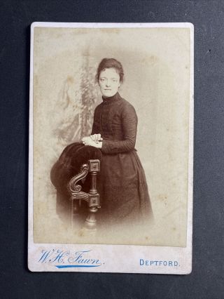 Victorian Photo: Cabinet Card: Lady: Fawn Unusual Picture Back: Deptford