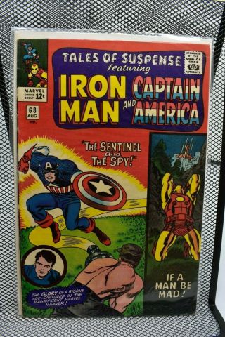 Tales Of Suspense 68 Marvel Silver Age Comics 1965 Stan Lee Iron Man Cap 7.  0