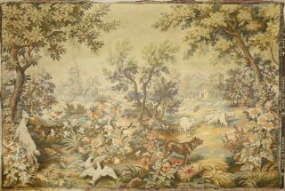 Large Vintage French Chateau Tapestry Verdure Animals By Jp Paris 209cmx143cm