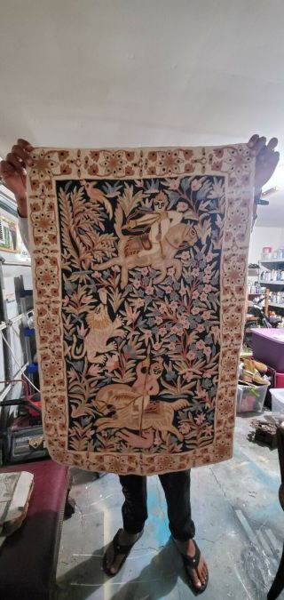 Fine Antique Hand Woven Tapestry,  Great Color,  3x4ft