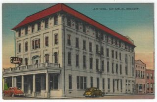 Hattiesburg,  Mississippi,  Vintage Postcard View Of The Leaf Hotel