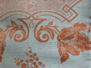 Lovely Vintage French Linen Orange Damask Napkins S/6 25 X 25 South Of France