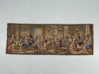 Vintage Belgian Playing Piano Dancing Scene Wall Hanging Tapestry (137x50cm)