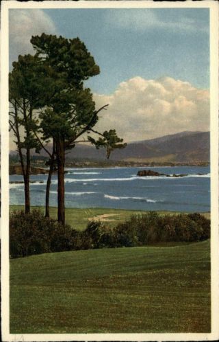 Carmel Bay From Del Monte Lodge Pebble Beach California Vintage Postcard