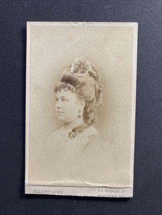 Victorian Carte De Visite Cdv Young Lady Unusual Hairstyle Up Flower: Elliot Fry