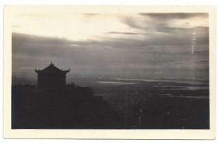 Unknown Location Scenic Pagoda View Vintage B&w Real Photo Rppc Postcard