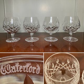 Vintage Set Of 4 Waterford Crystal Lismore 12 Oz Brandy Liqueur Snifters Ireland