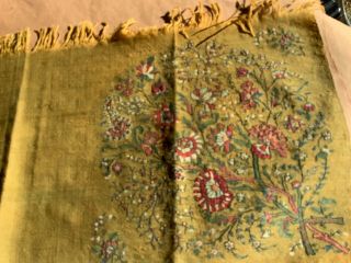 Antique Very Fine Wool And Silk Kashmir Shawl Fragment