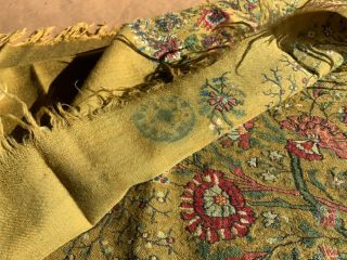 Antique very fine wool and silk Kashmir shawl fragment 4