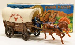 Vintage Wagon Master Battery Operated Toy Galloping Action Horses W Box