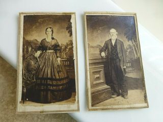 2 Antique Cdv Cabinet Photo Id St Louis Man Related Young Woman Civil War Era