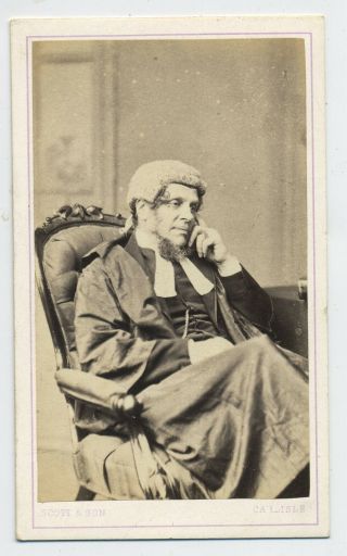Antique Cdv Photograph Of A Carlisle Judge Or Barrister In Wig & Gown D2