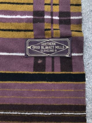 Antique Western NORTHERN OHIO BLANKET MILLS Wool Cowboy Horse Square Blanket Vtg 2