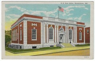 Westminster,  Maryland,  Vintage Postcard View Of The U.  S.  Post Office,  1943