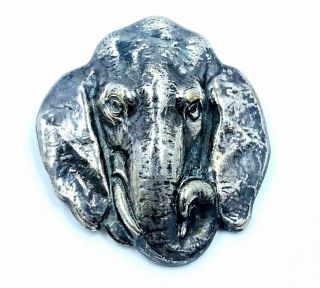 Vintage Joseff Of Hollywood Silver Elephant Pin Brooch