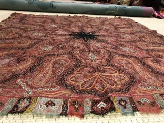Auth: 19th C Antique Hand Made Paisley Shawl P E R S I A N Textile Square 67 " Nr