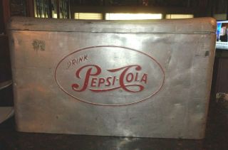 Rare Old Vintage Pepsi Cola Aluminum Ice Chest 22 " By 13 " By 13 " 1950 