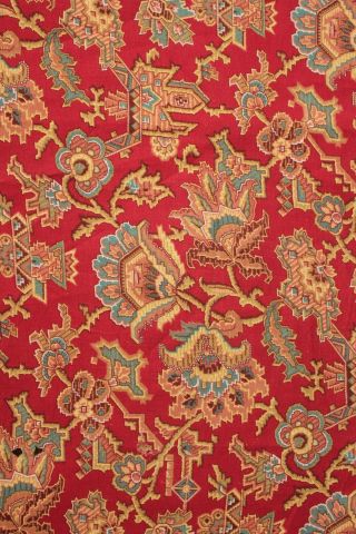 Red Floral Fabric Cotton Carpet Design Printed French Textile 101 Inches Long