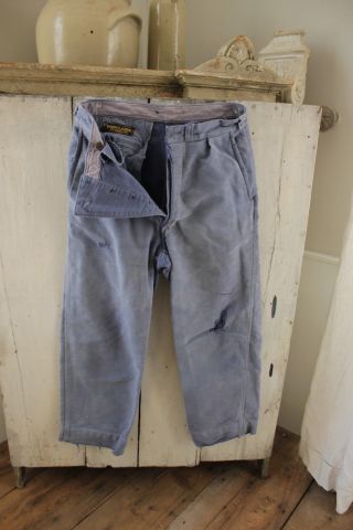 Vintage Pants French Work Wear Blue Farmer 