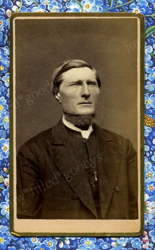 1870s Interesting Chiseled Face Chicago Chaplain Minister Preacher Illinois Cdv