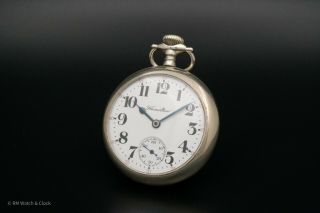 Hamilton Grade 924 18 Size 17 Jewel Antique Pocket Watch In Nickel Of Case