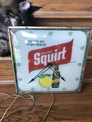 Vintage Squirt Soda Lighted Pam Clock Gas Oil Advertising Not