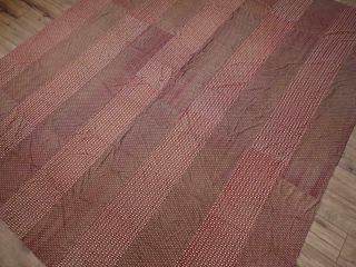 Wonderful Fabric Antique 1880s PA Copper Brown Bars Quilt Top Backing 3