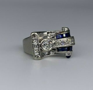 Retro Vintage Art Deco Engagement Bezel Set Ring 14k White Gold Over 2ct Diamond