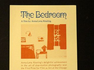 16mm Film The Bedroom Anna - Lena Keating Stop Motion 1972 Award Winner