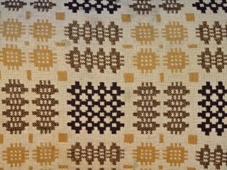 Vintage Welsh Wool Tapestry Blanket / Throw 84 " X 72 " - Brown Tan Cream