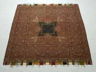 Antique French Paisley Kashmiri Shawl Woolen Multi Color 180x170cm