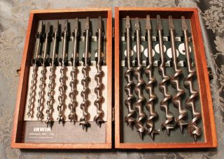 Vintage Irwin Wood Auger Bit Set With Instructions - Made In Usa