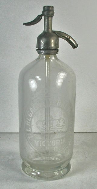 Vintage Antique Seltzer Bottle " The Regal Mineral Water Co ",  Victoria,  B.  C.