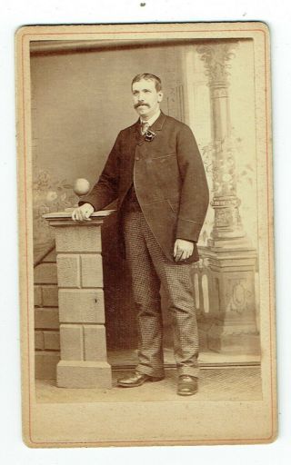 Victorian Cdv Photo Man With Moustache Priestwell Todmorden Photographer