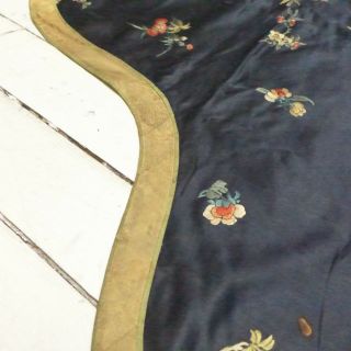 Antique 1900 ' s China Chinese Black Silk Tablecloth w/ Embroidered Floral Pattern 3