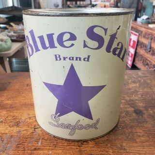 Vintage Very Rare Blue Star One Gallon Oyster Can - Md Can - Rare Find