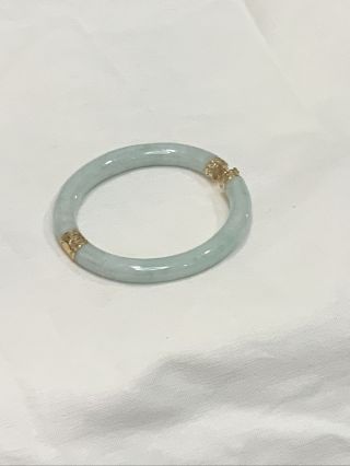 Vintage Chinese Jadeite Jade 14k Yellow Gold Bracelet