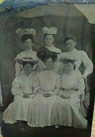 Antique Tintype Photo Victorian Group Of Ladies Victorian Women Photo