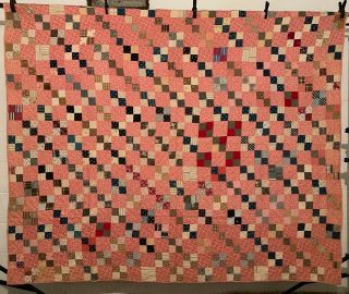 Antique Vintage Cotton Fabrics Late 1800s Early 1900s Quilt 68 " X80 "