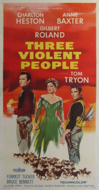 Rare 16mm Feature: Three Violent People (kodak Sp) Charlton Heston / Anne Baxter